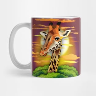 Giraffe on Wild African Savanna Sunset Mug